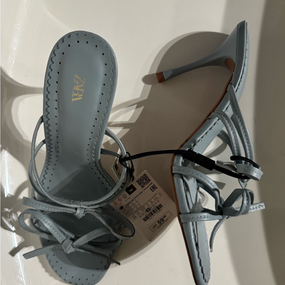 Zara Women's Light Blue Strappy Heels - Picture 2 of 4